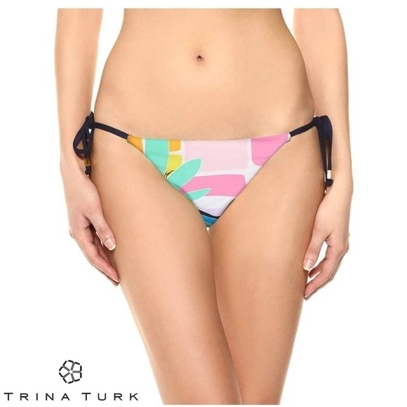✨NEW!✨ TRINA TURK Mosaic Sunrise Side Tie Bikini Bottom - Size 12 - Picture 1 of 11